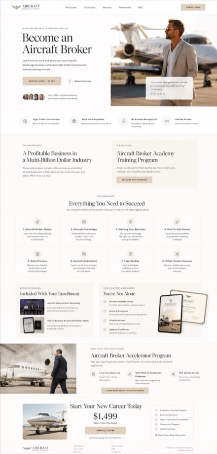 Aircraft Broker Academy website design