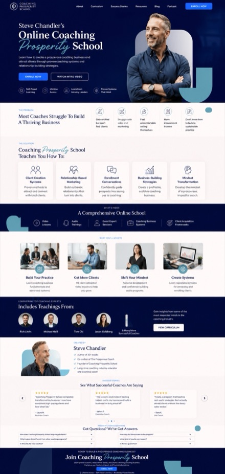 Coaching Prosperity School website design