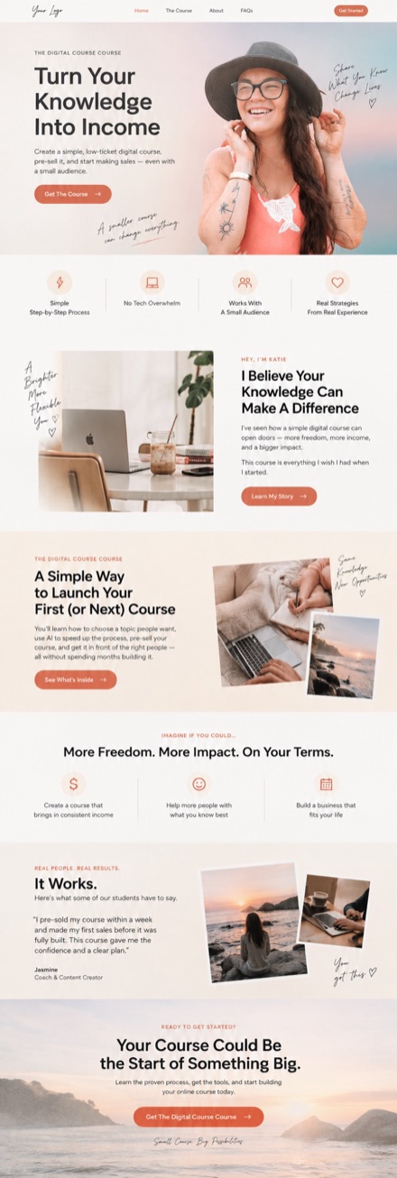 The Digital Course Course website design