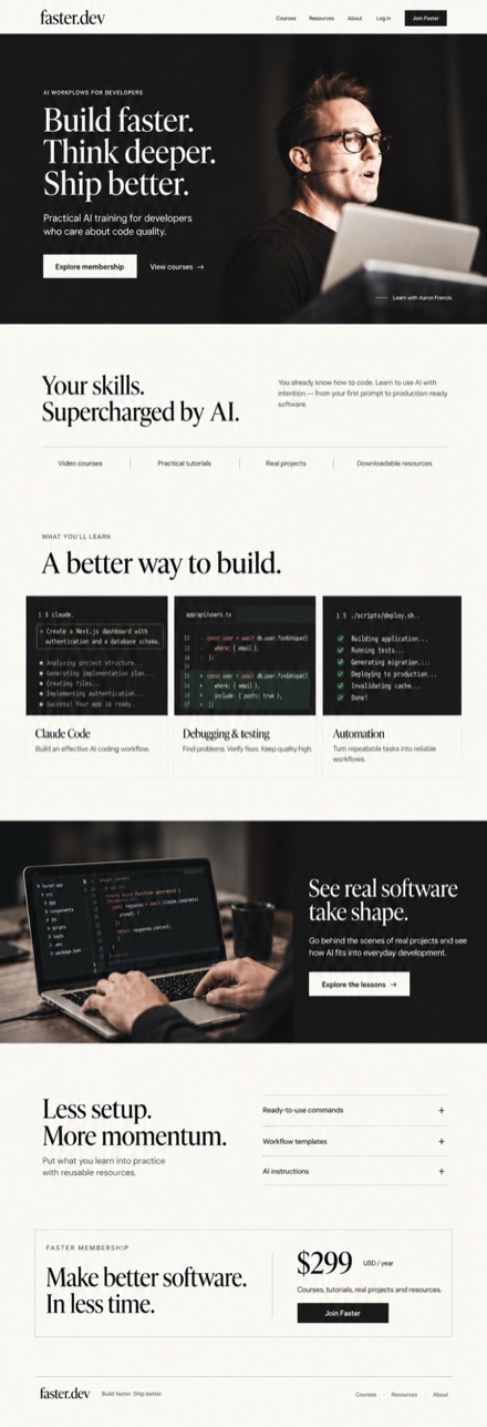 faster.dev website design
