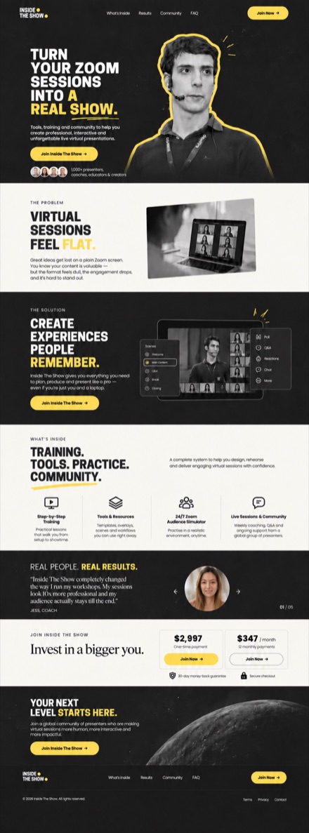 Inside the Show website design