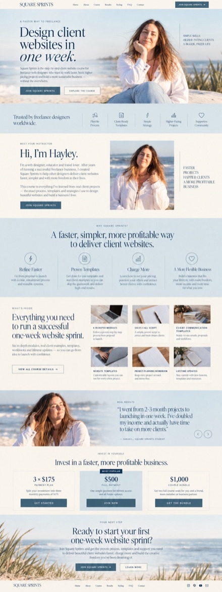 Square Sprints website design