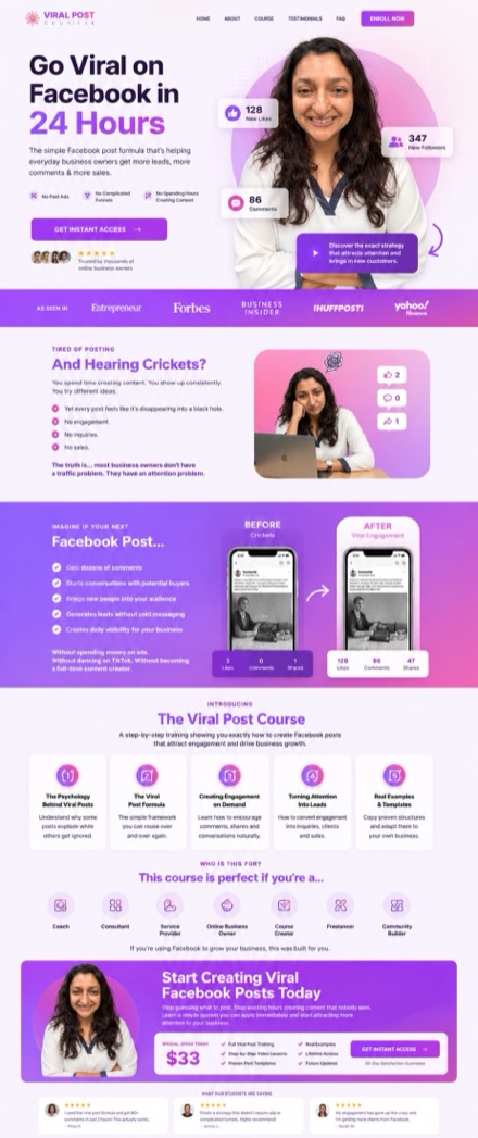 The Viral Post Course website design
